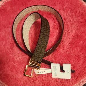Michael Kors Signature Brown and Gold Belt